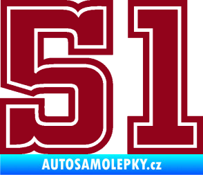 Samolepka Startovní číslo 51 typ 5 bordó vínová