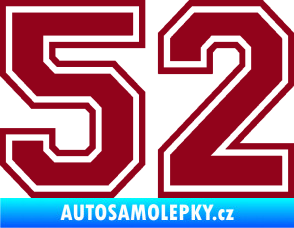 Samolepka Startovní číslo 52 typ 4 bordó vínová