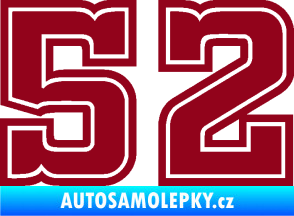 Samolepka Startovní číslo 52 typ 5 bordó vínová