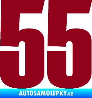 Samolepka Startovní číslo 55 typ 2   bordó vínová