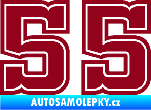 Samolepka Startovní číslo 55 typ 5 bordó vínová