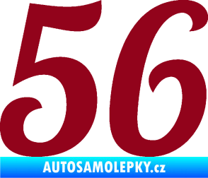 Samolepka Startovní číslo 56 typ 3 bordó vínová