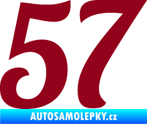 Samolepka Startovní číslo 57 typ 3 bordó vínová