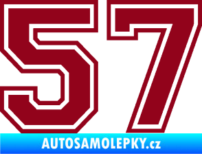 Samolepka Startovní číslo 57 typ 4 bordó vínová