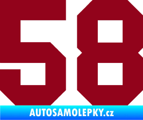 Samolepka Startovní číslo 58 bordó vínová
