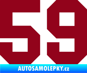 Samolepka Startovní číslo 59 bordó vínová