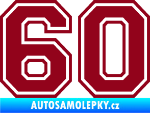 Samolepka Startovní číslo 60 typ 4 bordó vínová