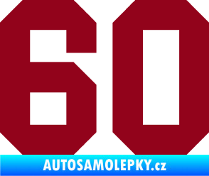 Samolepka Startovní číslo 60 bordó vínová