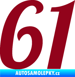 Samolepka Startovní číslo 61 typ 3 bordó vínová