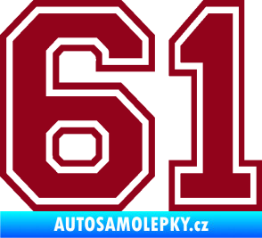 Samolepka Startovní číslo 61 typ 4 bordó vínová