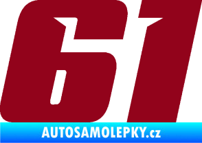 Samolepka Startovní číslo 61 typ 6 bordó vínová