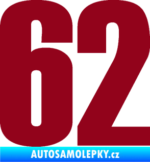 Samolepka Startovní číslo 62 typ 2  bordó vínová