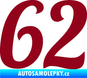 Samolepka Startovní číslo 62 typ 3 bordó vínová