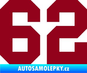 Samolepka Startovní číslo 62 bordó vínová