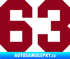 Samolepka Startovní číslo 63 bordó vínová