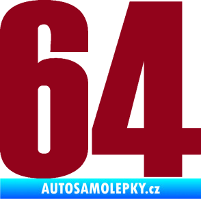 Samolepka Startovní číslo 64 typ 2    bordó vínová