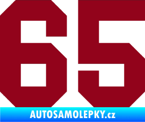 Samolepka Startovní číslo 65 bordó vínová