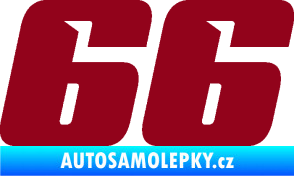 Samolepka Startovní číslo 66 typ 6 bordó vínová