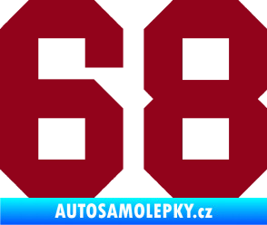 Samolepka Startovní číslo 68 bordó vínová