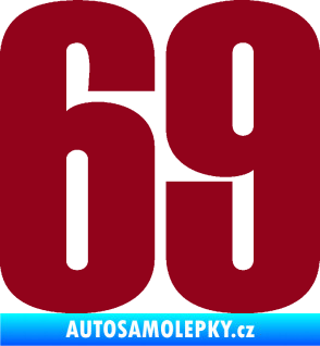 Samolepka Startovní číslo 69 typ 2        bordó vínová