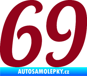 Samolepka Startovní číslo 69 typ 3 bordó vínová