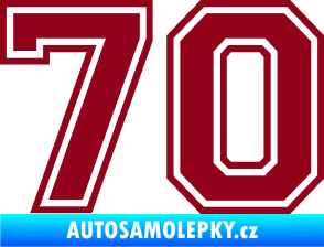 Samolepka Startovní číslo 70 typ 4 bordó vínová