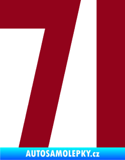 Samolepka Startovní číslo 71 bordó vínová