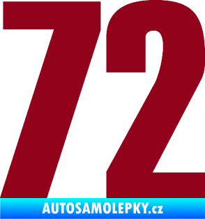 Samolepka Startovní číslo 72 typ 2   bordó vínová