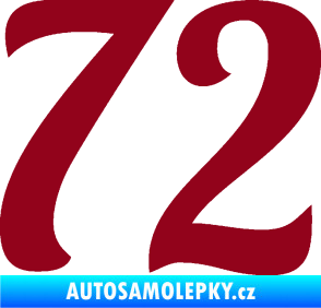 Samolepka Startovní číslo 72 typ 3   bordó vínová