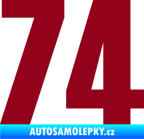 Samolepka Startovní číslo 74 typ 2     bordó vínová