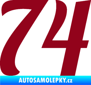 Samolepka Startovní číslo 74 typ 3   bordó vínová
