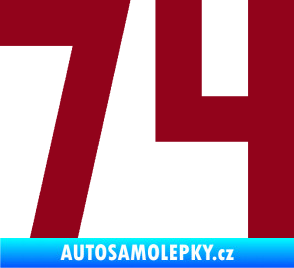 Samolepka Startovní číslo 74 bordó vínová
