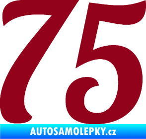Samolepka Startovní číslo 75 typ 3   bordó vínová