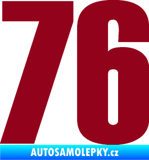 Samolepka Startovní číslo 76 typ 2       bordó vínová