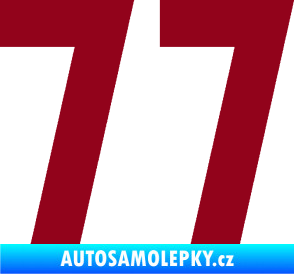 Samolepka Startovní číslo 77 bordó vínová