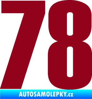 Samolepka Startovní číslo 78 typ 2         bordó vínová
