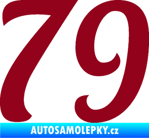 Samolepka Startovní číslo 79 typ 3   bordó vínová