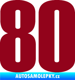 Samolepka Startovní číslo 80 typ 2           bordó vínová