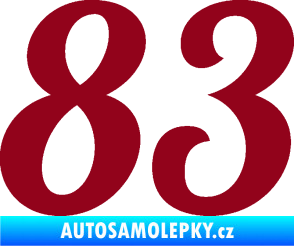Samolepka Startovní číslo 83 typ 3   bordó vínová