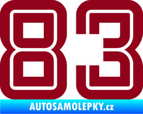 Samolepka Startovní číslo 83 typ 7 bordó vínová