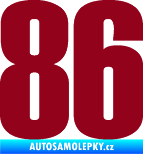 Samolepka Startovní číslo 86 typ 2      bordó vínová