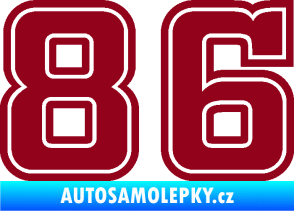 Samolepka Startovní číslo 86 typ 5 bordó vínová