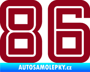 Samolepka Startovní číslo 86 typ 7 bordó vínová