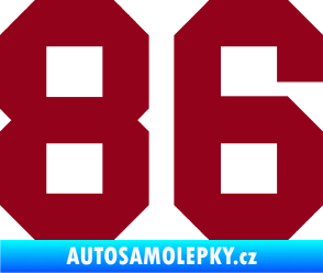Samolepka Startovní číslo 86 bordó vínová