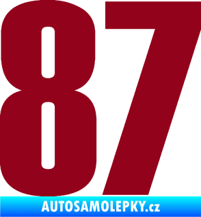 Samolepka Startovní číslo 87 typ 2       bordó vínová