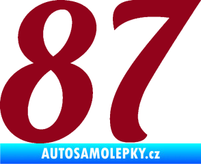 Samolepka Startovní číslo 87 typ 3   bordó vínová
