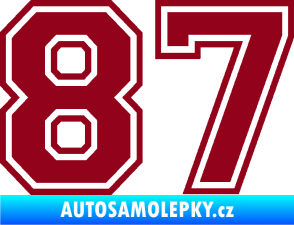 Samolepka Startovní číslo 87 typ 4 bordó vínová