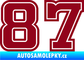 Samolepka Startovní číslo 87 typ 5 bordó vínová