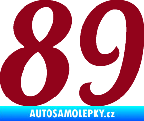 Samolepka Startovní číslo 89 typ 3  bordó vínová