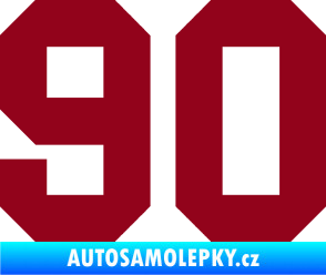 Samolepka Startovní číslo 90 bordó vínová